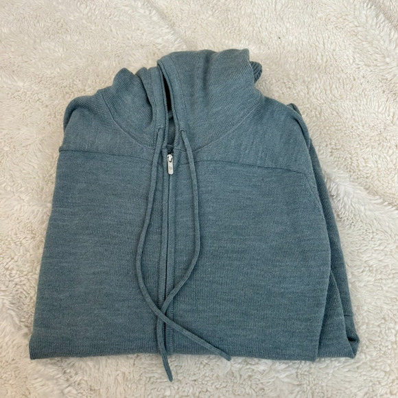 Lululemon Women's Wool Blend Hoodie Zip Light Blue Sweater Size 10 - Picture 1 of 7
